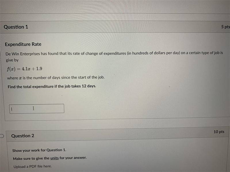 Question 1 5 LA Expenditure Rate De Win Enterprises has found that its rate of change-example-1