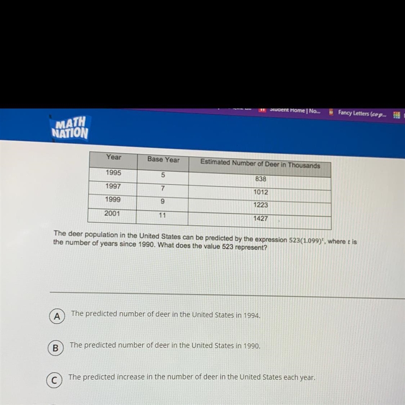 The last answer option is D = The number of years until the population reaches 2 million-example-1