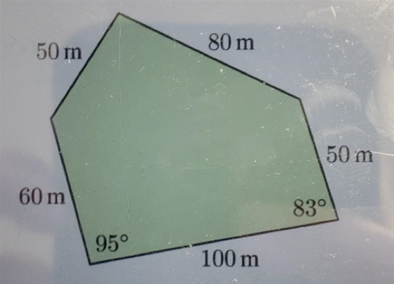 A surveyor has produced this plan of property. Find its area-example-1