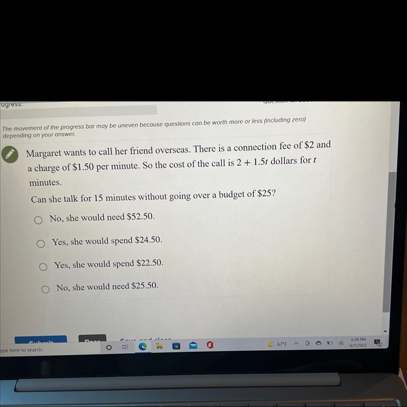 Can she talk for 15 minutes without going over a budget of $25?-example-1