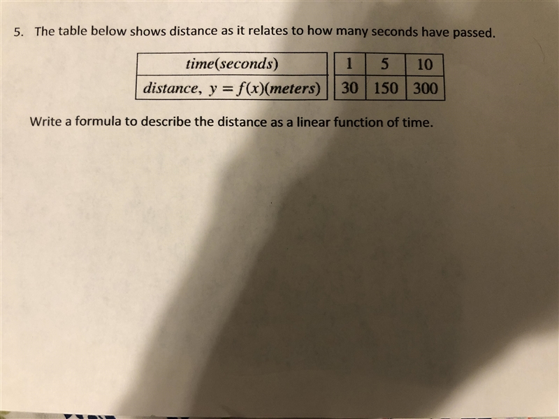 The table below shows distance as it relates to how many seconds have passed.1510time-example-1