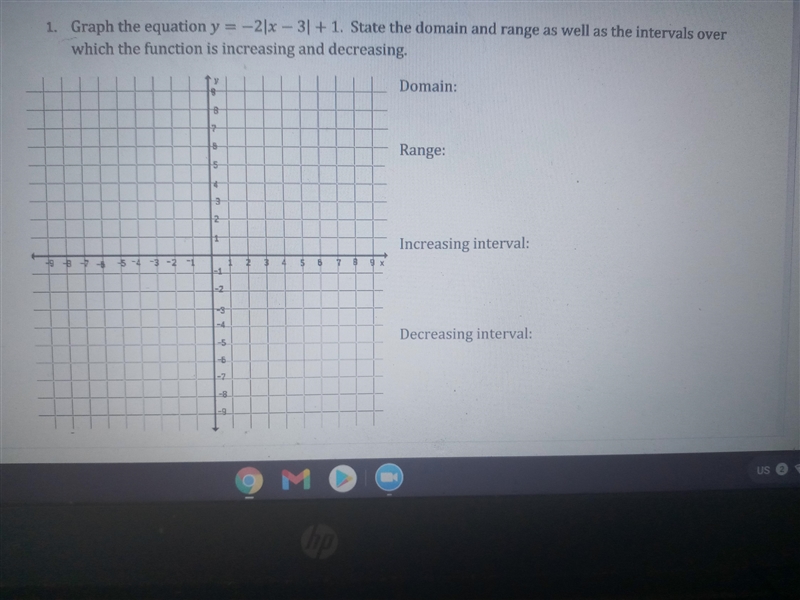 1. Graph the equation y = -2/x – 31 + 1. State the domain and range as well as the-example-1