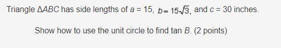 Show how to use the unit circle to find tan B.-example-1