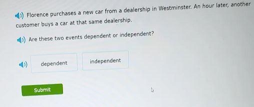 Florence purchases a new car from a dealership in Westminster an hour later another-example-1