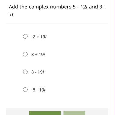 Add the complex numbers 5 - 12i and 3 - 7i.-example-1