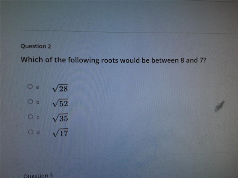 Which of the following Roots would be between 8 and 7-example-1