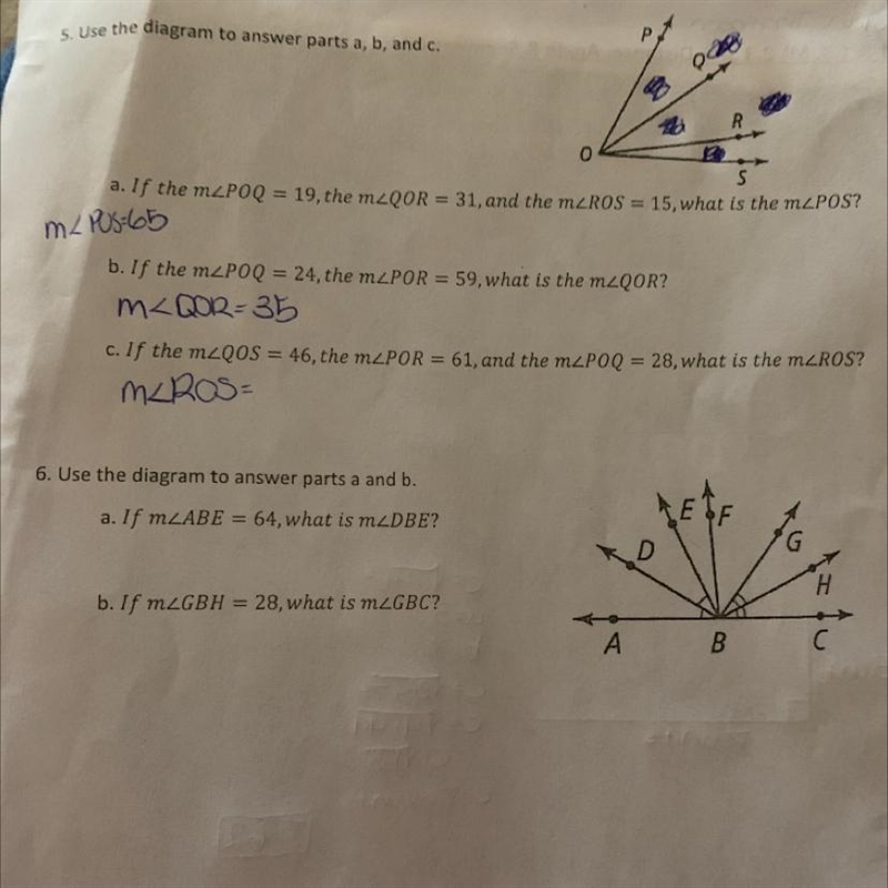 I want help answering part c to find what the measure of angle ROS is-example-1