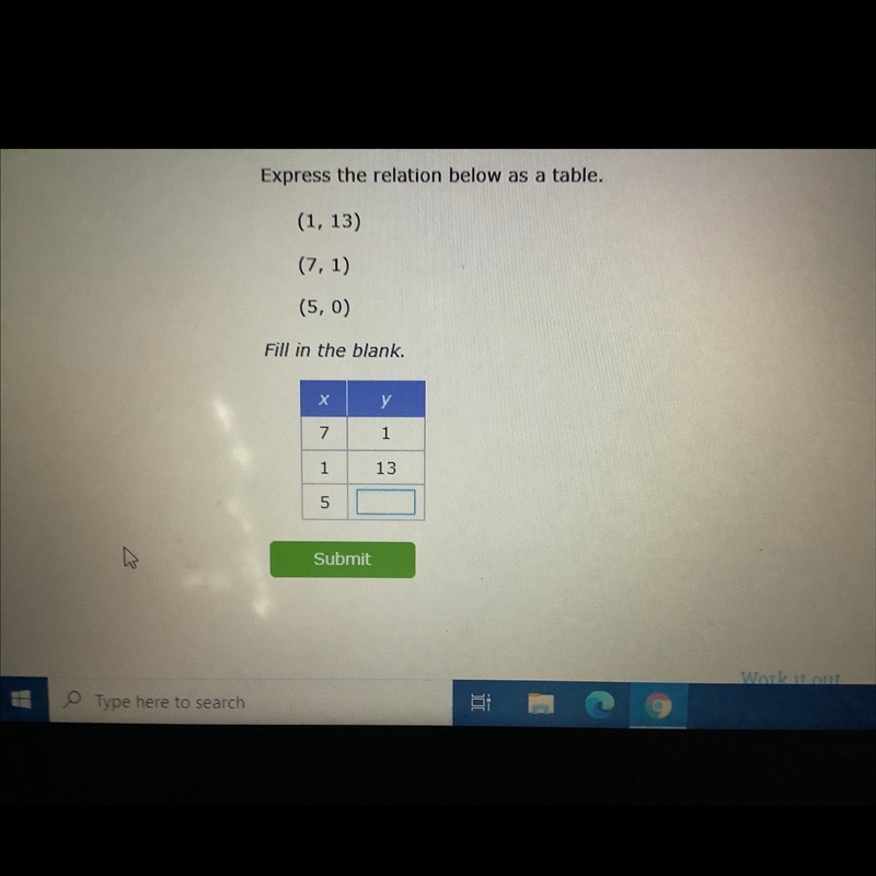 Expressed the relation below as a table can I get some help with this please-example-1