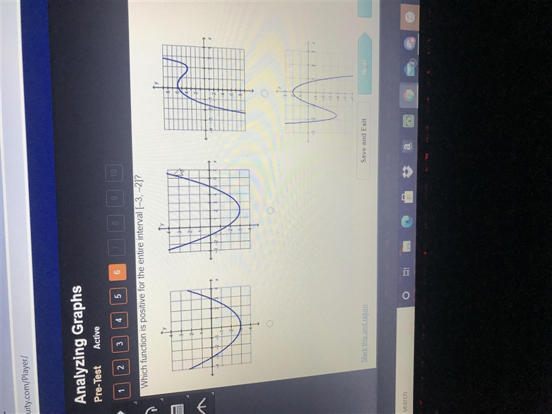 Which function is positive for the entire interval [-3, -2]?27-6o-Mark this and returnSave-example-1