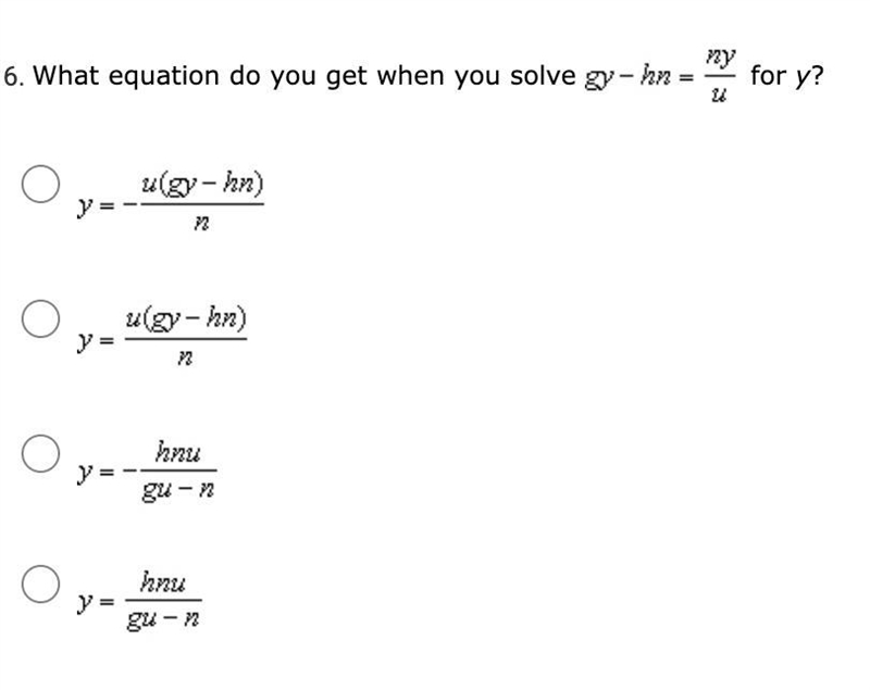 What equation do you get when you gy-hm=ny/u for y?-example-1