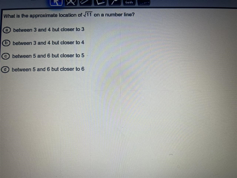 What is the approximate location of √11 on a number line?a between 3 and 4 but closer-example-1