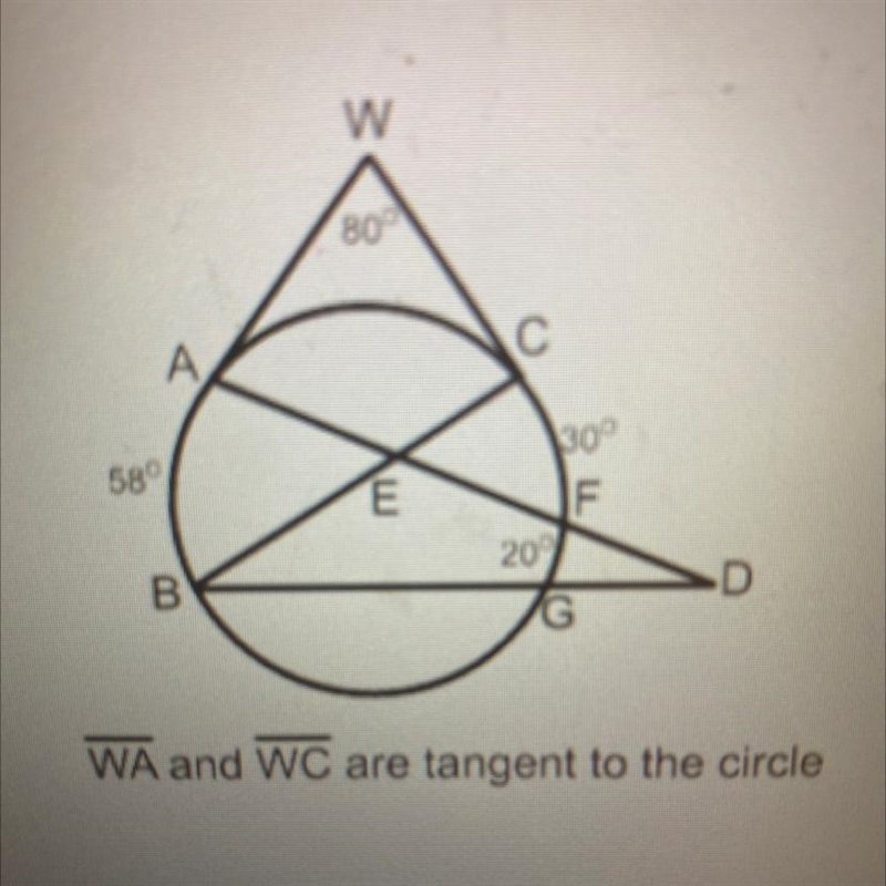 Find the measure of angle CEF, angle D, arc AC, and angle EBD.-example-1