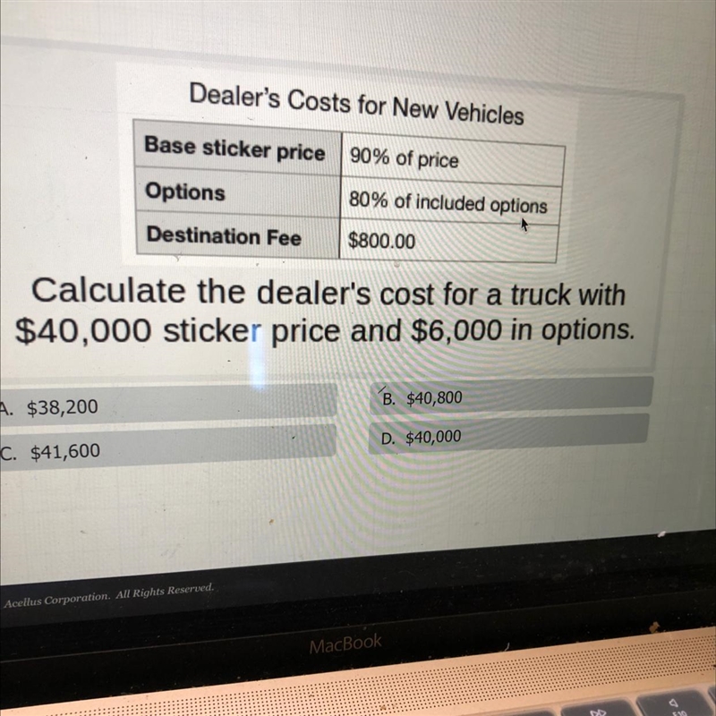 Dealer's Costs for New VehiclesBase sticker price 90% of priceOptions80% of included-example-1