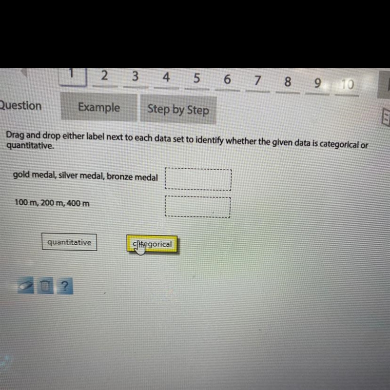 Drag and drop either label next to each data set to identify whether the given data-example-1