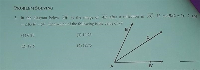 In the diagram below AB' is the image of AB after a reflection in AC. If m-example-1