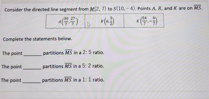 How do i figure out with points of each go with each ratio-example-1