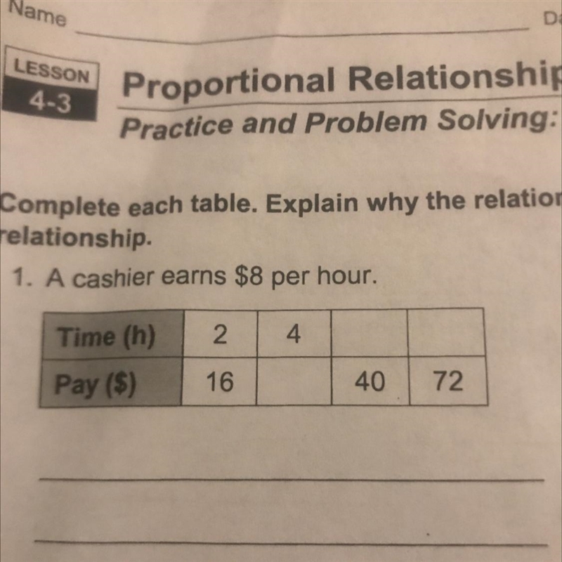 Complete the table and explain why the relationship is a proportional relationship-example-1