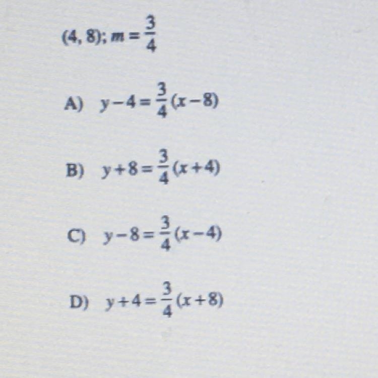 Write in point slip form an equation of the line that passes through the given point-example-1