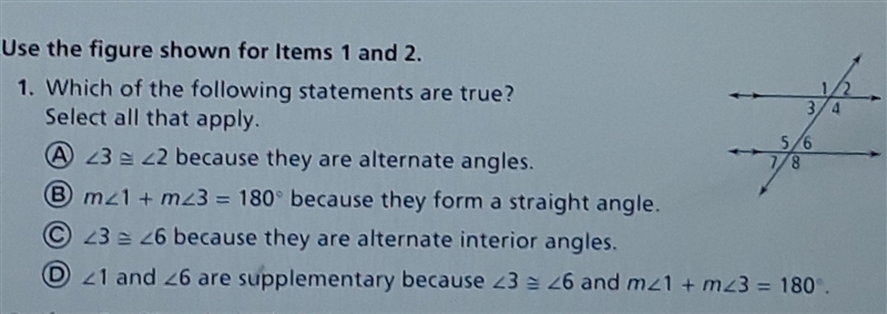 I need help with this question... "Which of the following statements are true-example-1