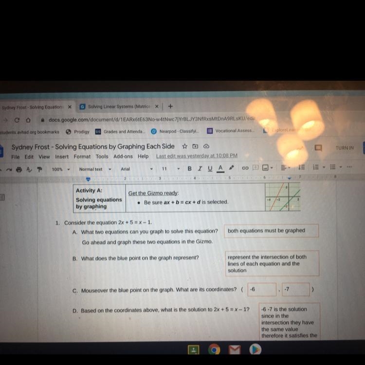 - Substitute the solution for x in the equation 2x + 5 = x-1. Then simplify to check-example-1