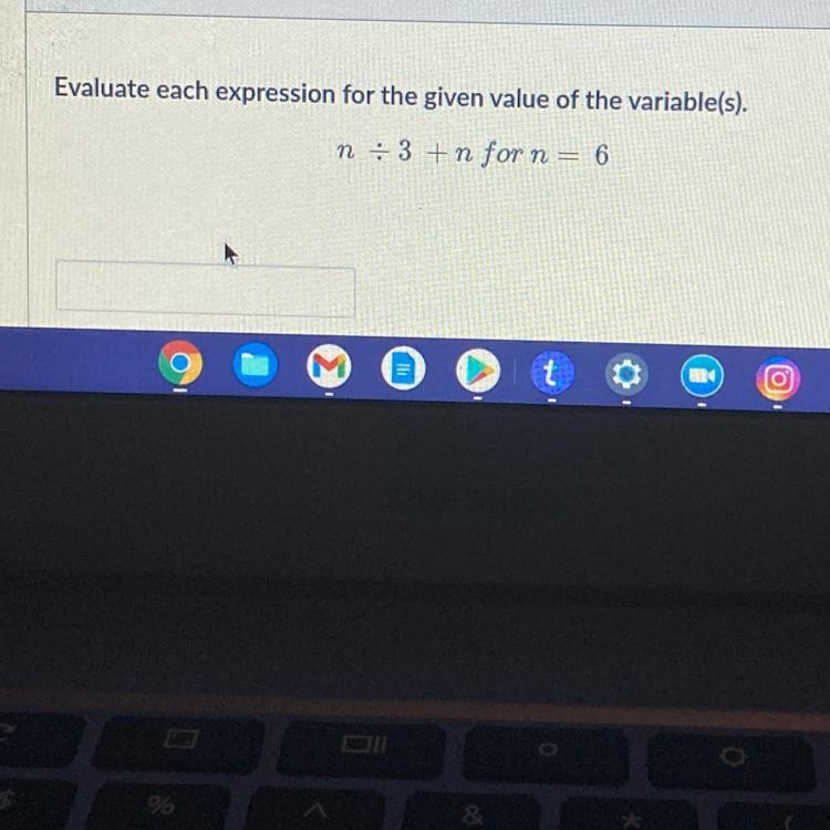 Evaluate each expression for the given value of the variable(s). n = 3 + n for n = 6 .-example-1