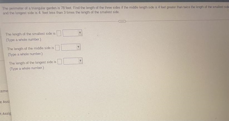 The perimeter of a triangular garden is 78 feet .-example-1