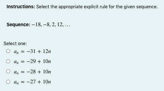 Instructions: Select the appropriate explicit rule for the given sequence.-example-1