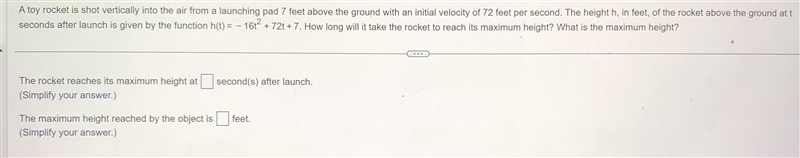 "A toy rocket is shot vertically into the air from a launching pad 7 feet above-example-1