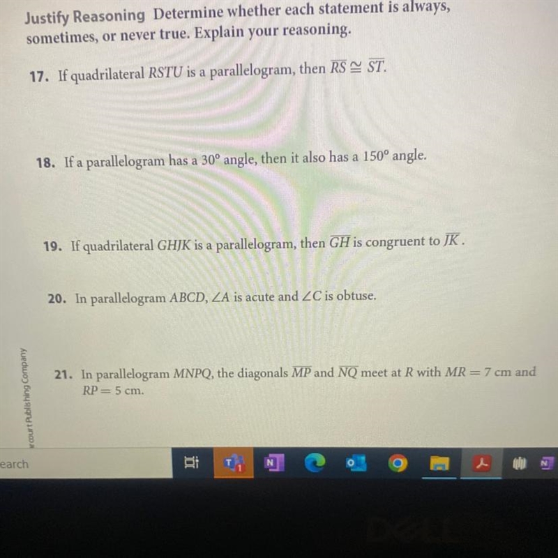 Determine whether each statement is always sometimes or never true explain your reasoning-example-1