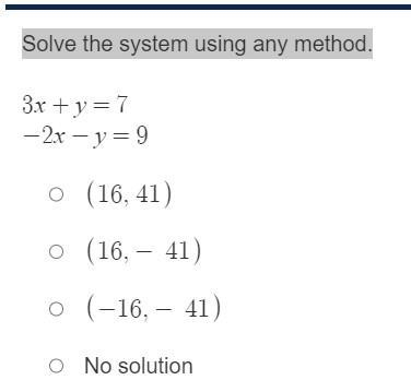 Solve the system using any method. 3x+y=7 -2xy=9-example-1