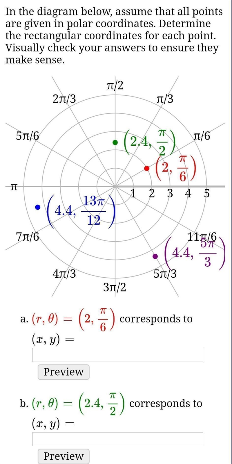 In the diagram below, assume that all points are given in polar coordinates. Determine-example-1