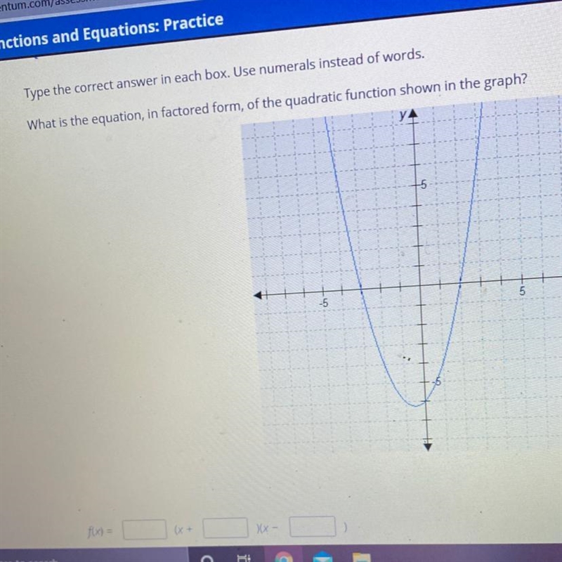 What is the equation in factored form of the quadratic function shown in the graph-example-1