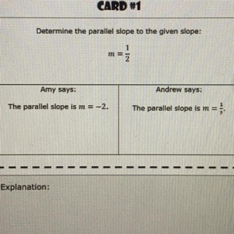 PLEASE HELP MEDetermine the parallel slope to the given slope:m=1/2-example-1