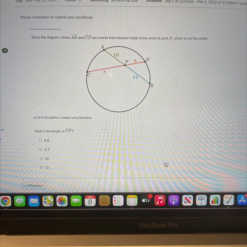 Study the diagram, where AB and C'D are chords that intersect inside of the circle-example-1