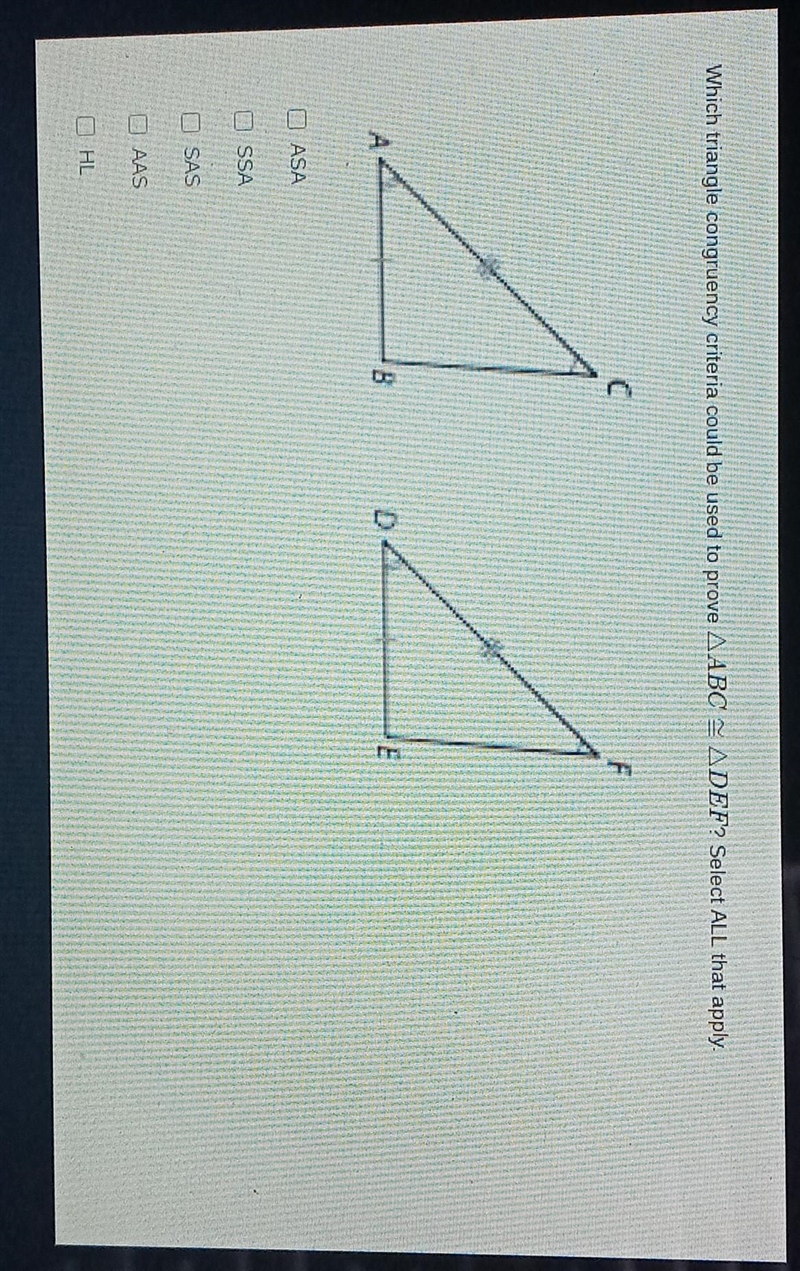 What triangle congruency criteria could be used to prove ABC is similar to DEF-example-1