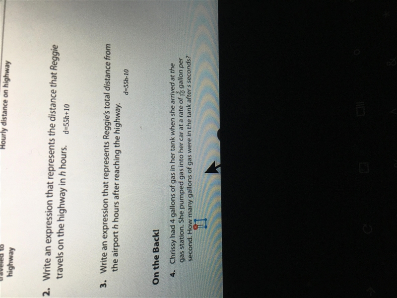 Write an expression that represents Reggie's total distance fromthe airport h hours-example-1