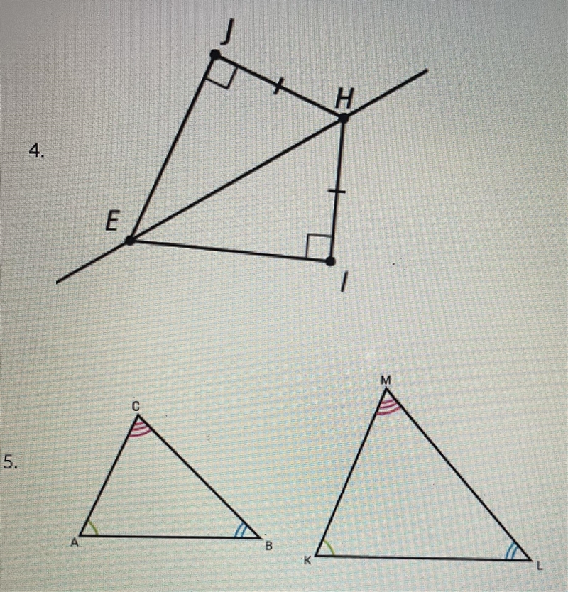 Match figures 1-5 with the congruence criteriayou would use to prove them congruent-example-1