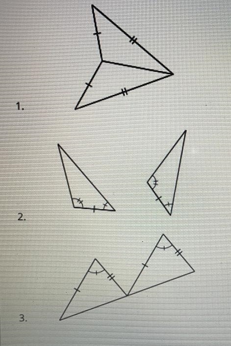 Match figures 1-5 with the congruence criteriayou would use to prove them congruent-example-2