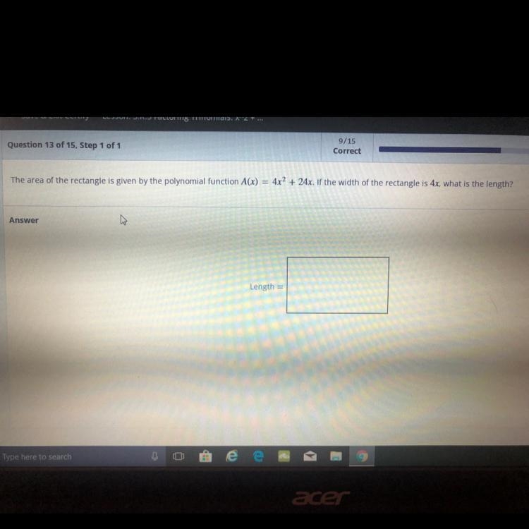 If the width of the rectangle is 4x, What is the length?-example-1