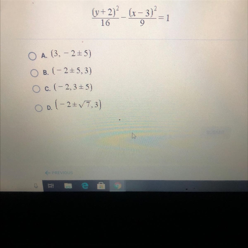 What are the coordinates of the focus of the conic section shown below (y+2)^2/16-(x-example-1