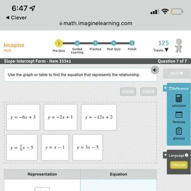 Use the graph or table to find the equation that represents the relationship.-example-1