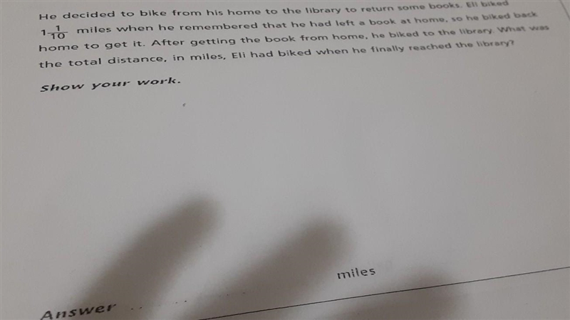 He decided to bike from his home to the library to return some books. Ell biked 110 miles-example-1