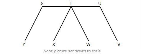 In the figure below, parallelogram STXY is congruent to parallelogram UTWV. If mTXY-example-1