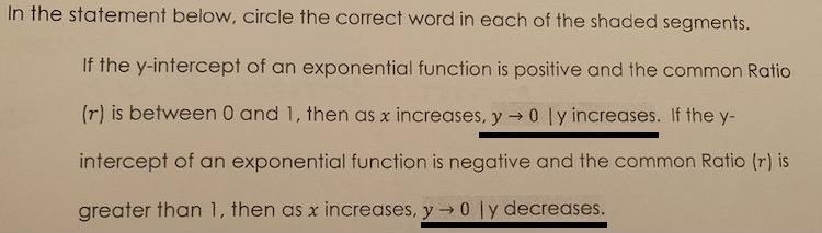 In the statement below, circle the correct word in each of the shaded segments-example-1