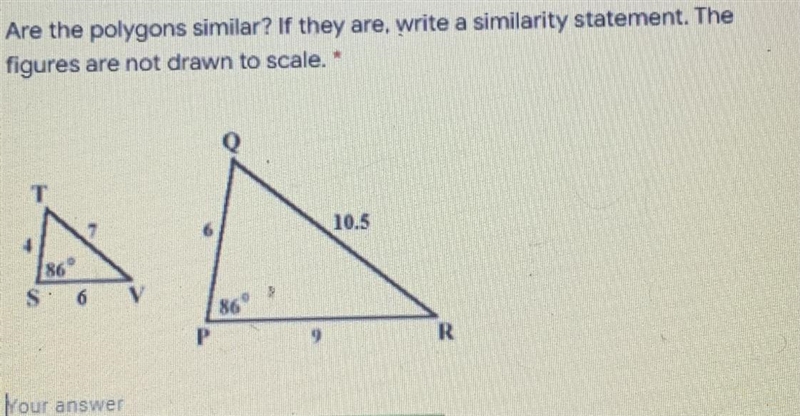 Are the polygons similar? If they are, write a similarity statement. The figures are-example-1