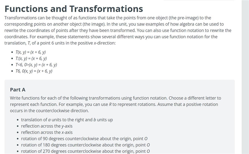 Part AWrite functions for each of the following transformations using function notation-example-1