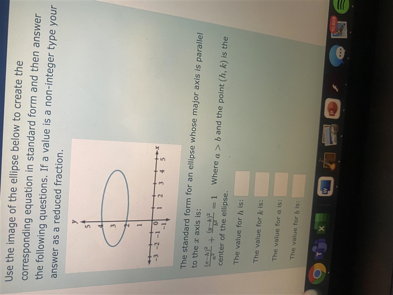 Use the image of the ellipse below to create the corresponding equation in standard-example-1