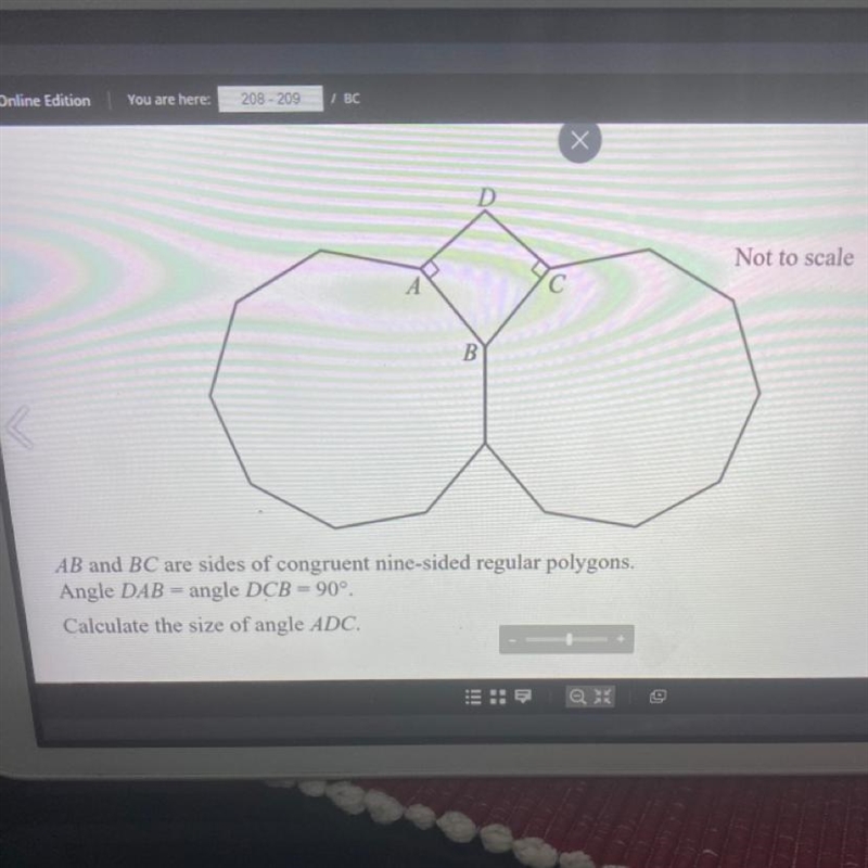 = J C B AB and BC are sides of congruent nine-sided regular polygons. Angle DAB= angle-example-1