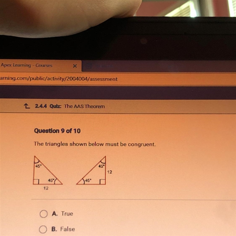 The triangles shown below must be congruent.-example-1