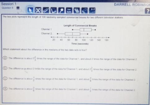 The box plots represent the length of 100 randomly sampled commercial breaks for two-example-1